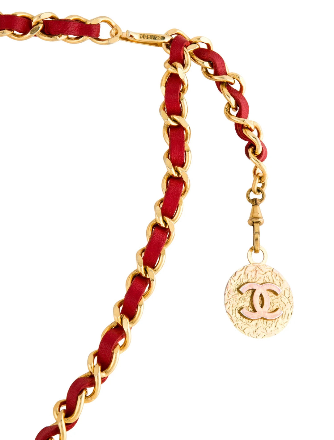 CHANEL CC MEDALLION VINTAGE CHAIN LINK &amp; LEATHER BELT
