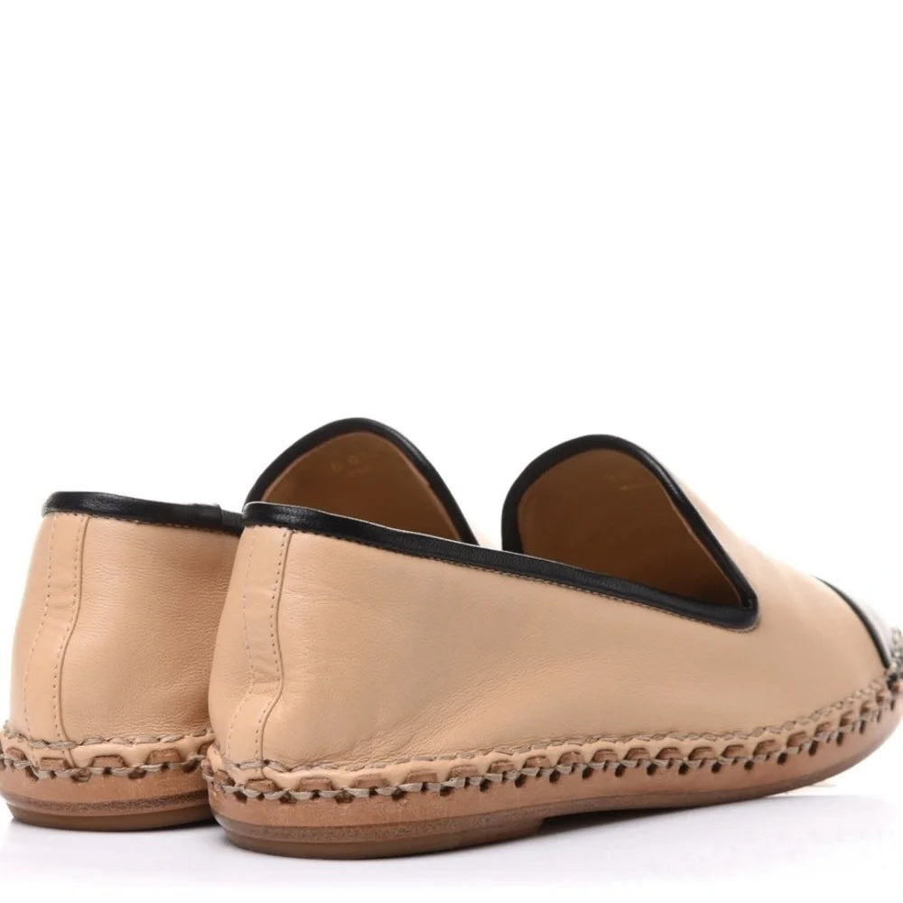 CHANEL CC LAMBSKIN LEATHER ESPADRILLES LOAFERS