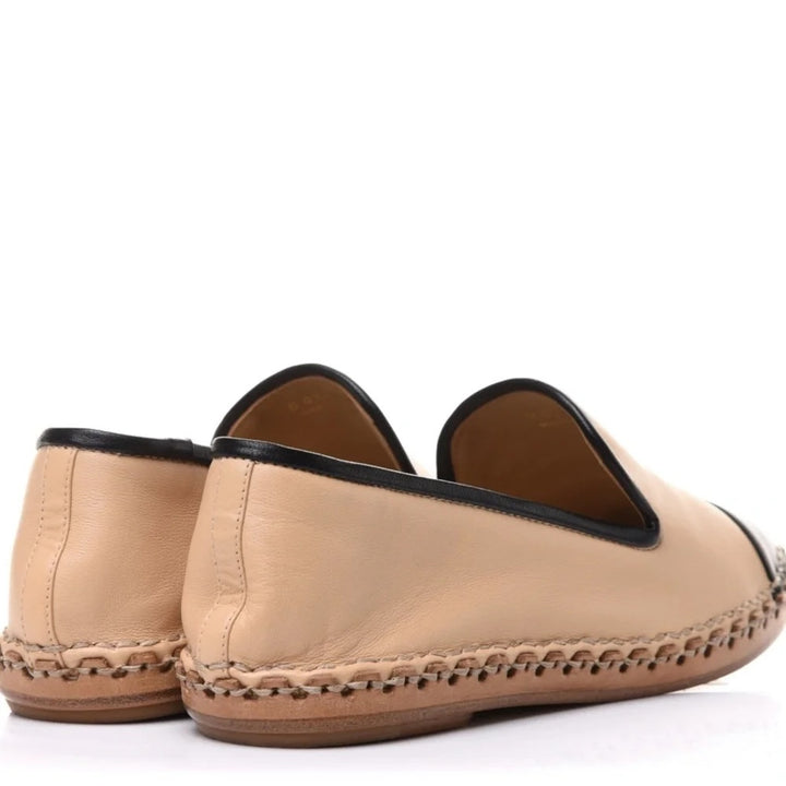 CHANEL CC LAMBSKIN LEATHER ESPADRILLES LOAFERS