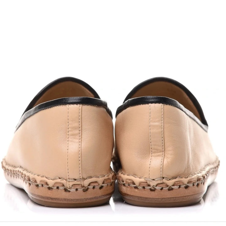 CHANEL CC LAMBSKIN LEATHER ESPADRILLES LOAFERS
