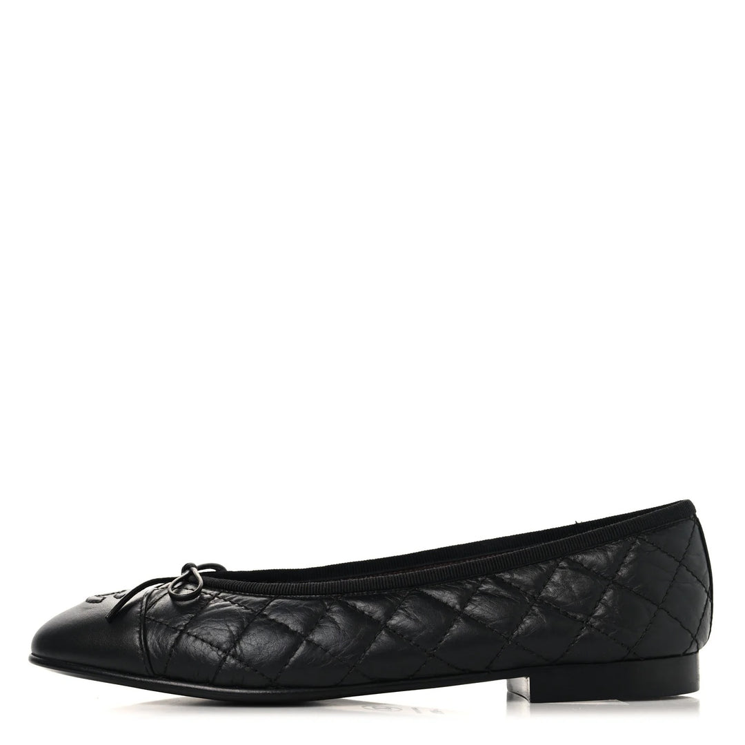 CHANEL CC QUILTED BOW BALLET FLATS
