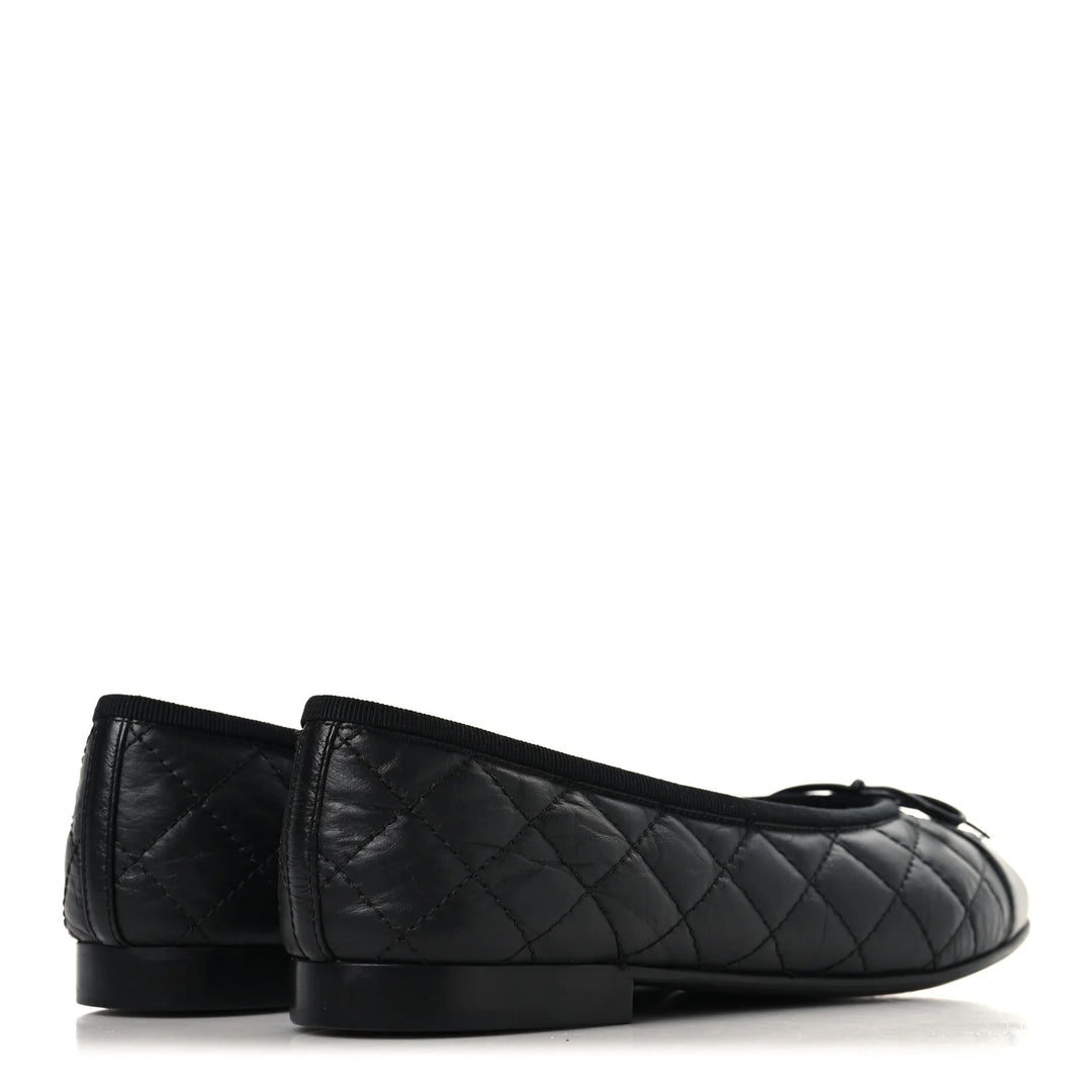CHANEL CC QUILTED BOW BALLET FLATS