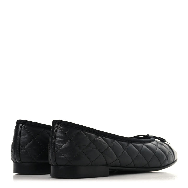 CHANEL CC QUILTED BOW BALLET FLATS