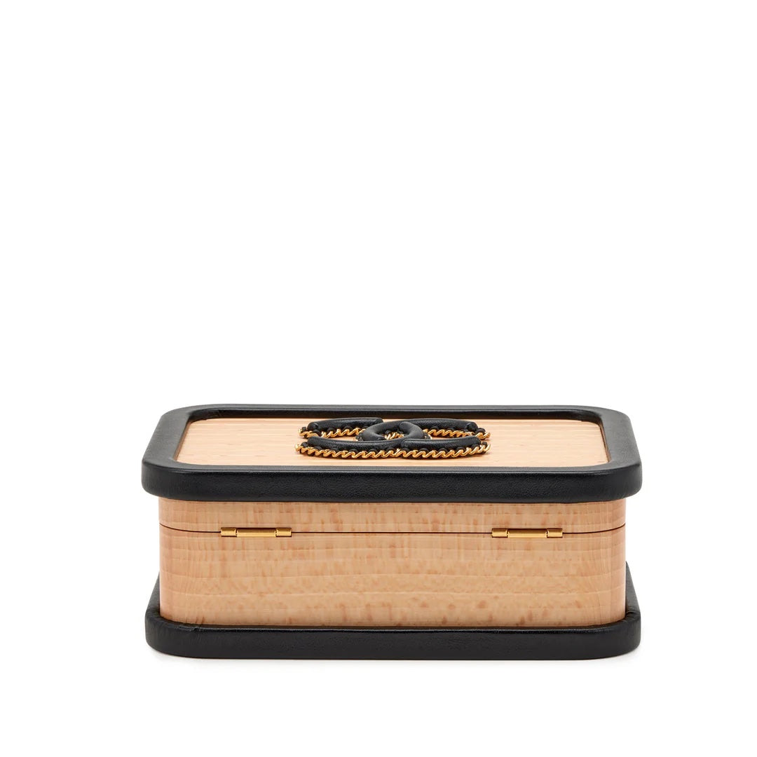 CHANEL BEECH WOOD &amp; LAMBSKIN CC VANITY CASE SHOULDER BAG