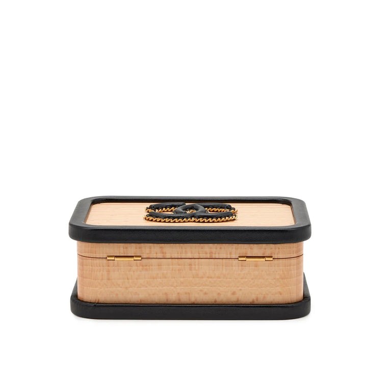 CHANEL BEECH WOOD &amp; LAMBSKIN CC VANITY CASE SHOULDER BAG
