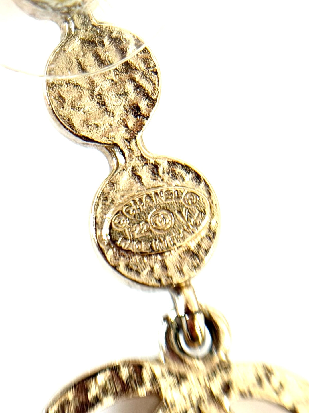 CHANEL CRYSTAL CC GOLD DROP EARRINGS