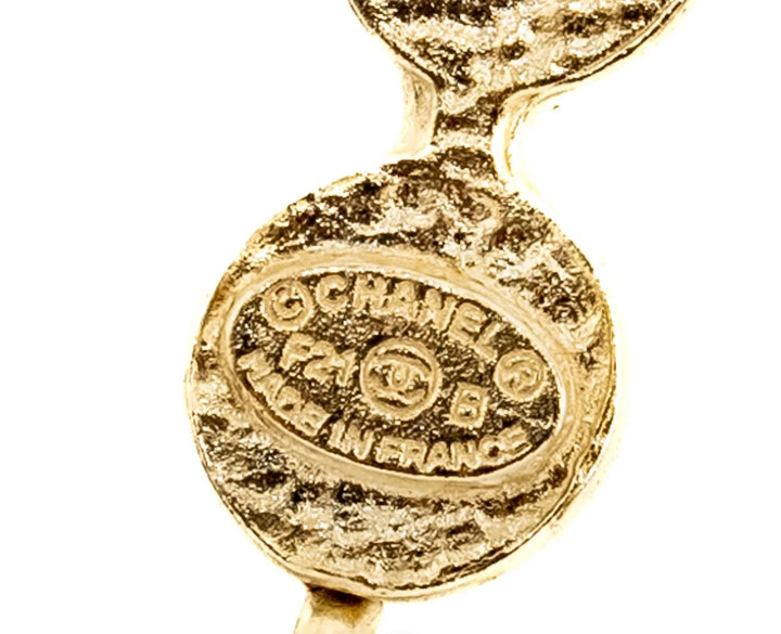 CHANEL CRYSTAL CC GOLD DROP EARRINGS