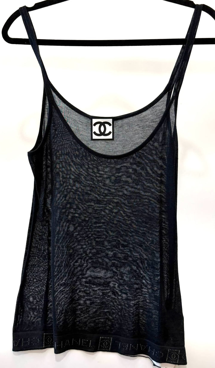 CHANEL SEMI-SHEER KNIT TANK TOP