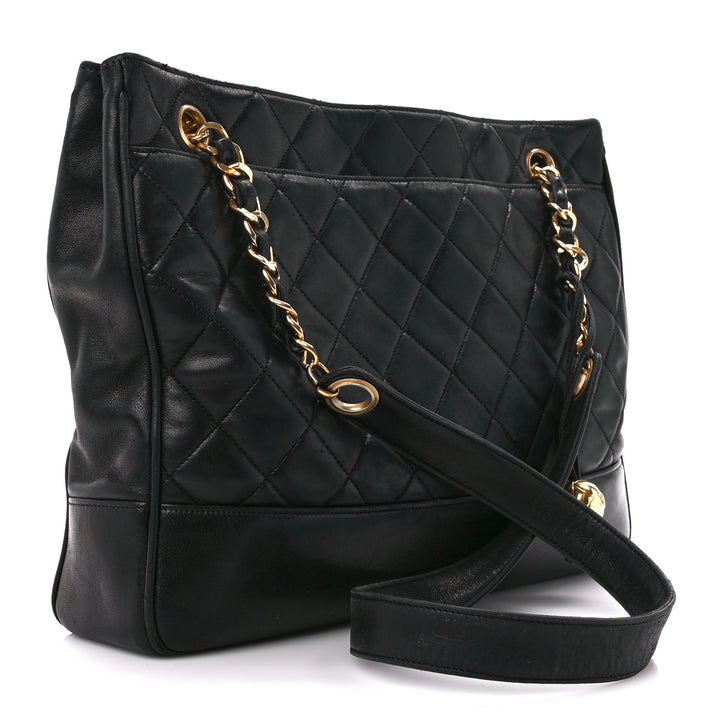 CHANEL CC QUILTED LAMBSKIN LEATHER SHOULDER BAG