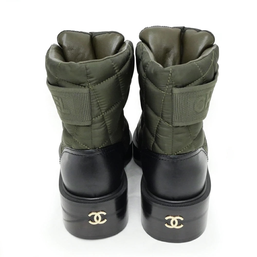 CHANEL OLIVE AND BLACK BOOTIES