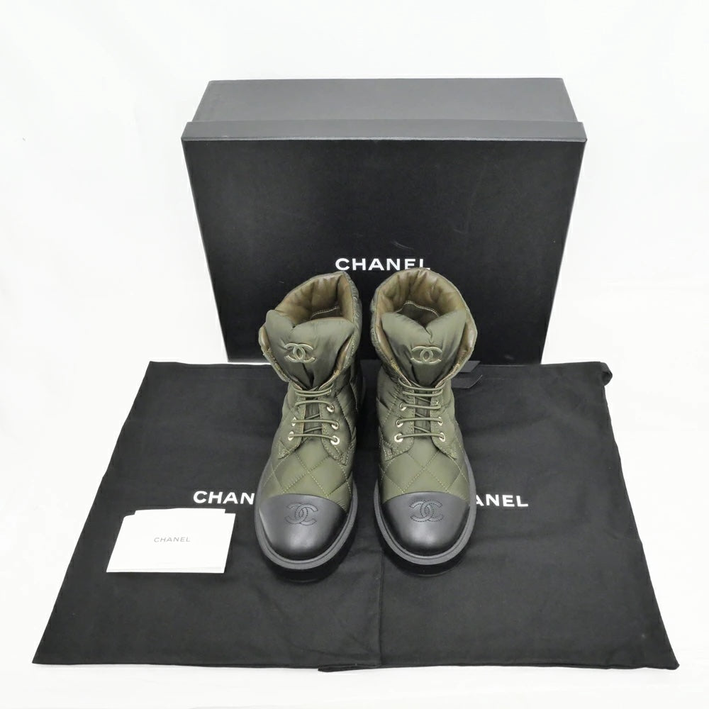 CHANEL OLIVE AND BLACK BOOTIES