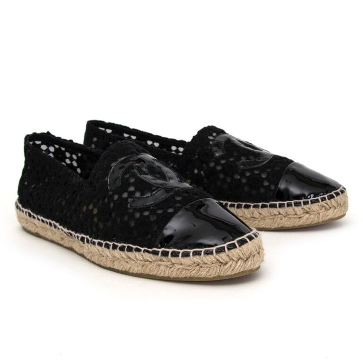 CHANEL BLACK LACE ESPADRILLES