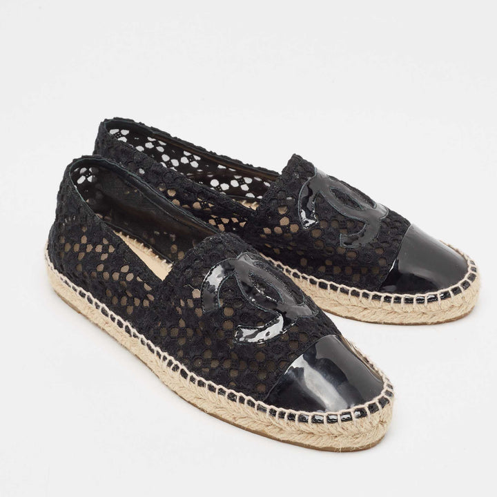 CHANEL BLACK LACE ESPADRILLES