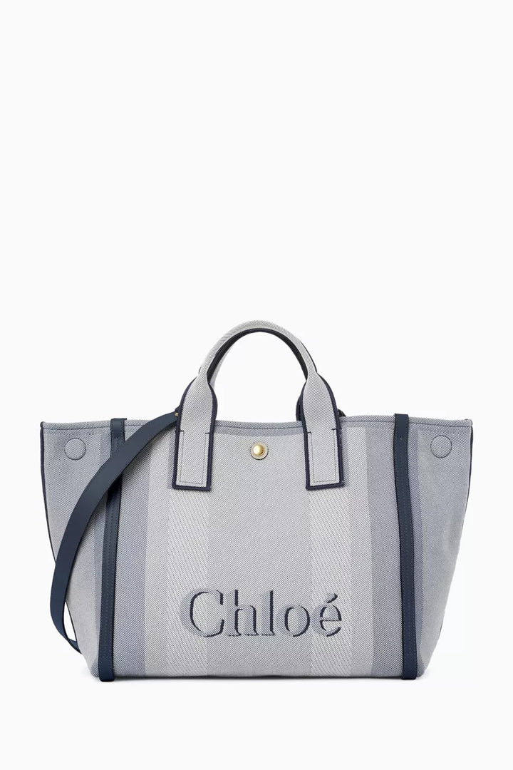 CHLOÉ LOGO EMBROIDERED CARRY CANVAS TOTE BAG