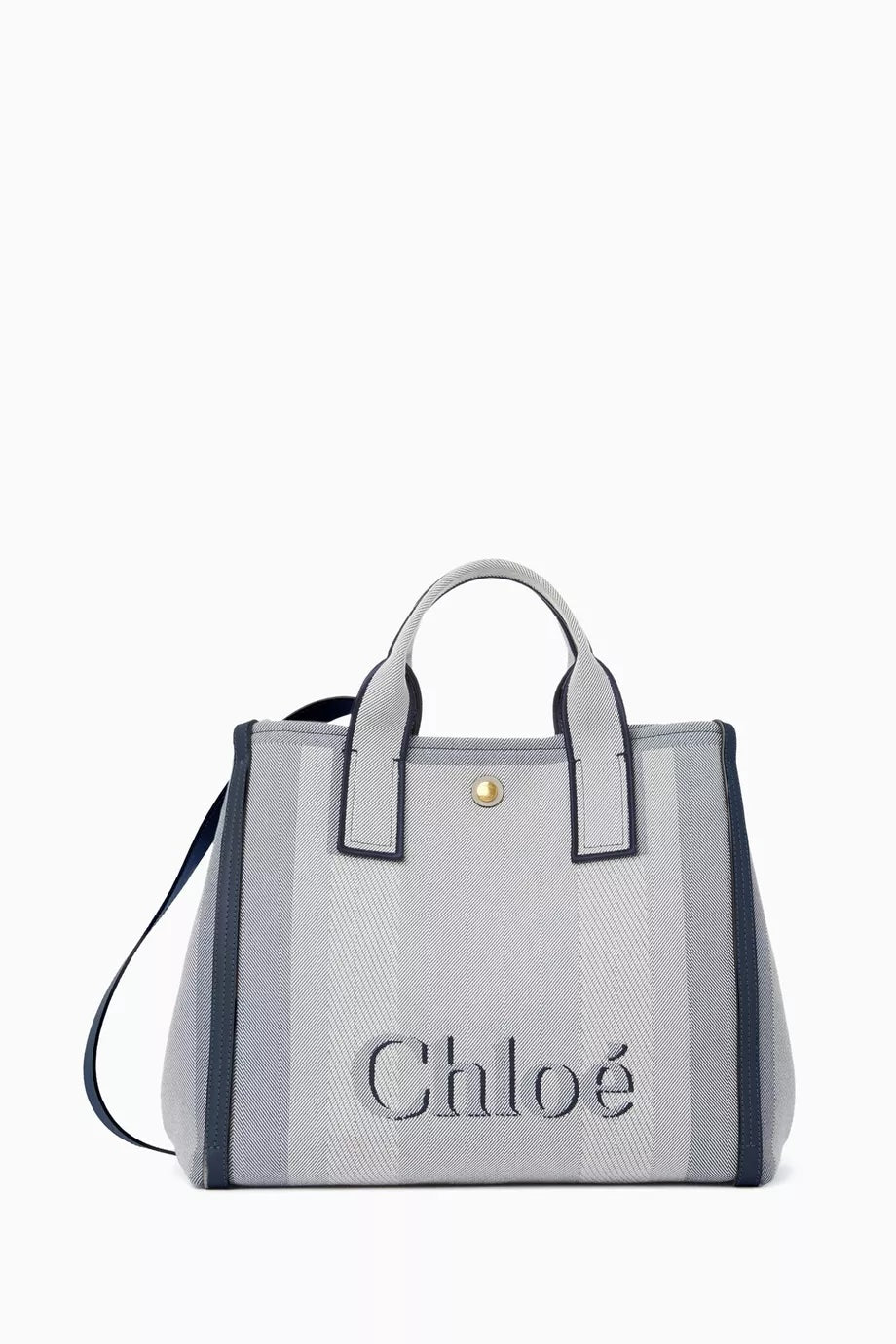 CHLOÉ LOGO EMBROIDERED CARRY CANVAS TOTE BAG