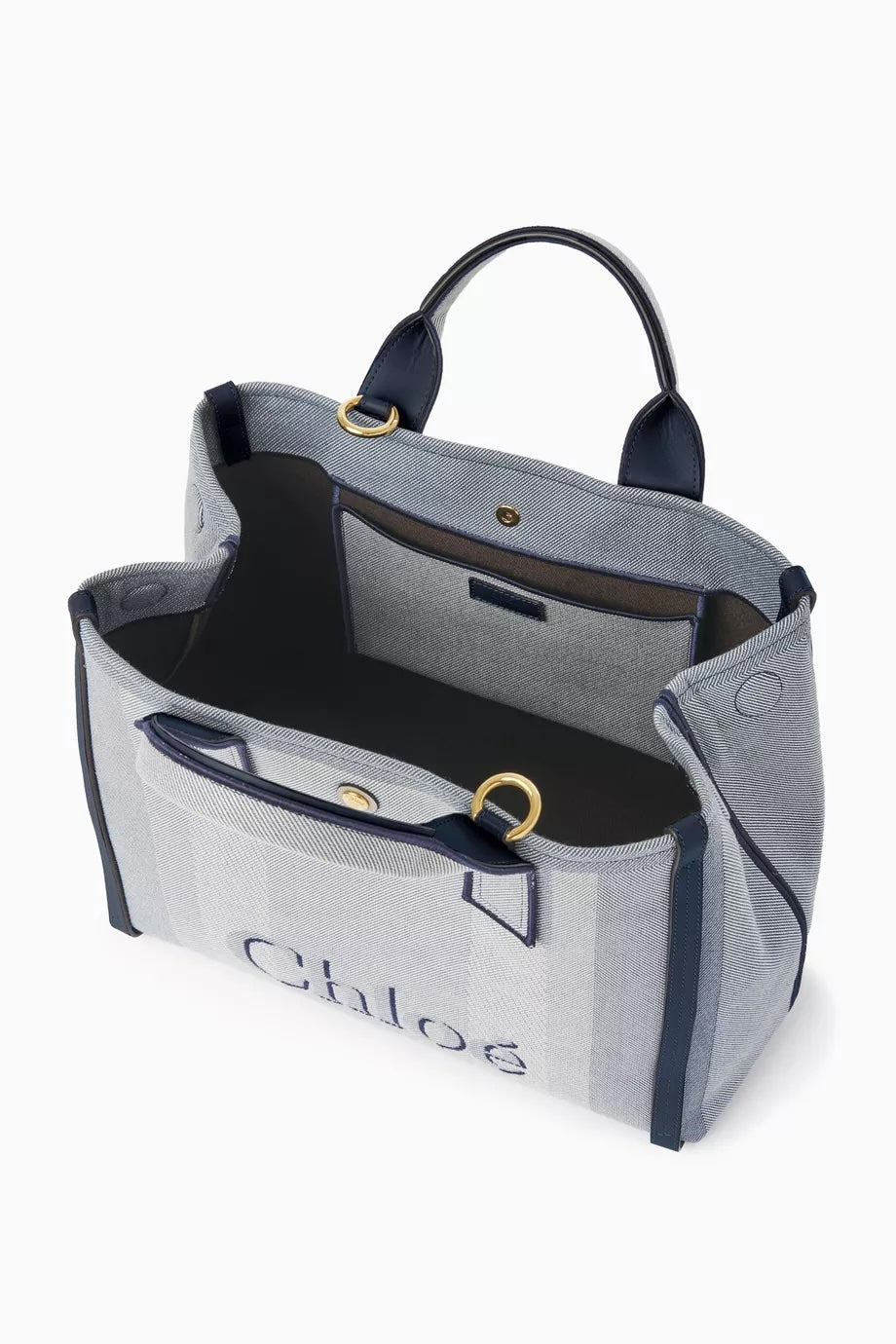 CHLOÉ LOGO EMBROIDERED CARRY CANVAS TOTE BAG