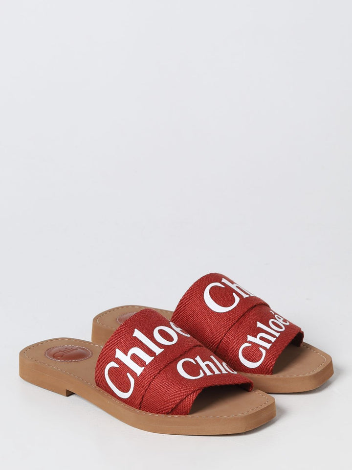 CHLOÉ LOGO PRINTED SLIP ON SLIDE SANDALS