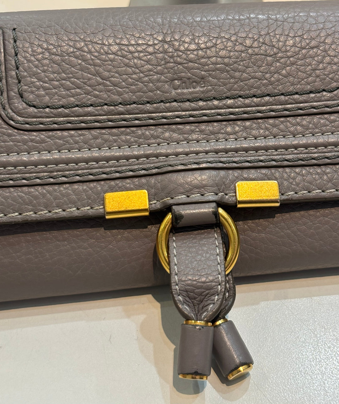 CHLOÉ MARCIE CALFSKIN LEATHER CONTINENTAL WALLET IN CASHMERE GREY