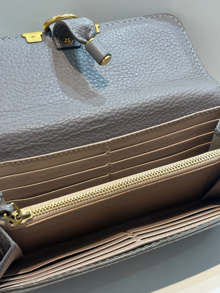 CHLOÉ MARCIE CALFSKIN LEATHER CONTINENTAL WALLET IN CASHMERE GREY