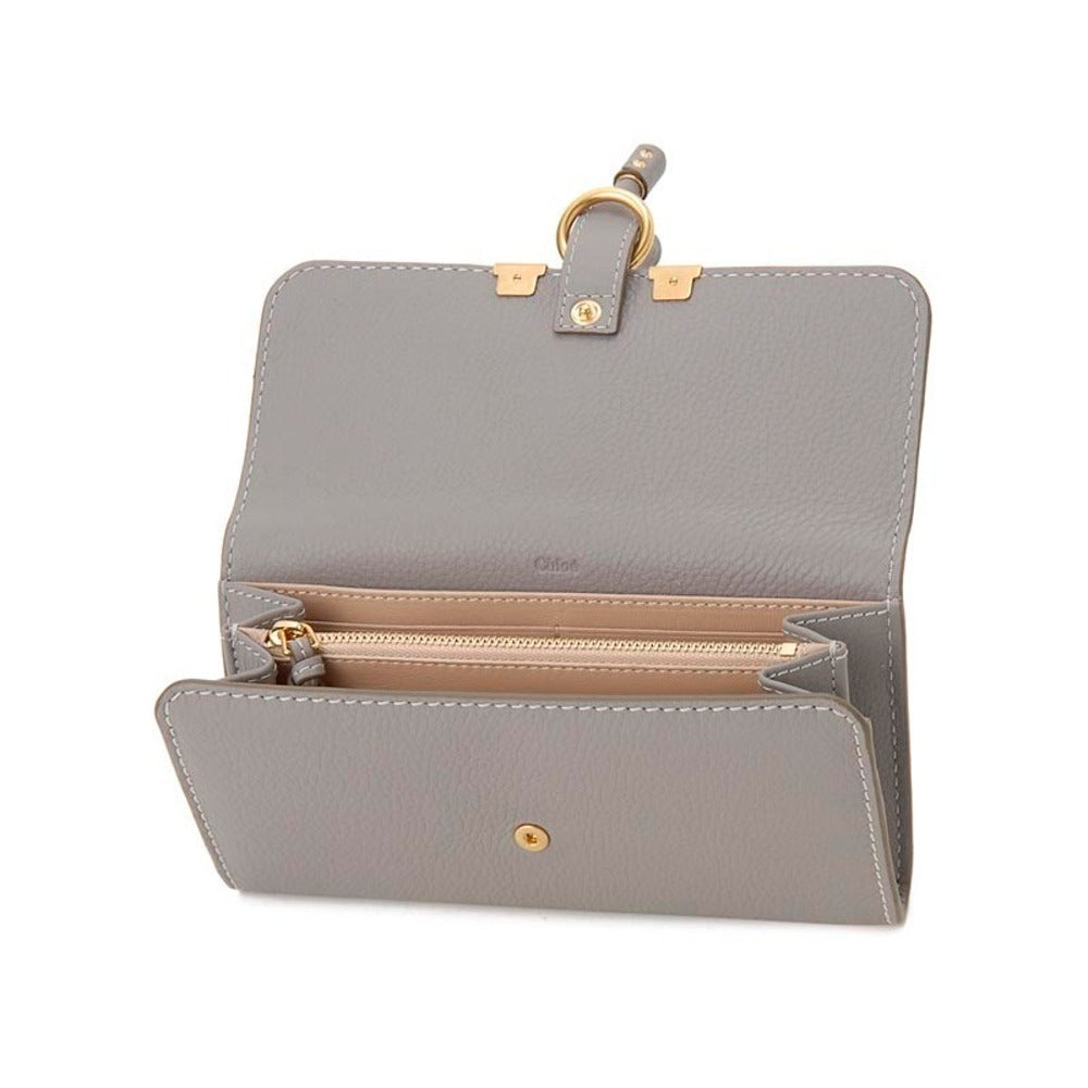 CHLOÉ MARCIE CALFSKIN LEATHER CONTINENTAL WALLET IN CASHMERE GREY