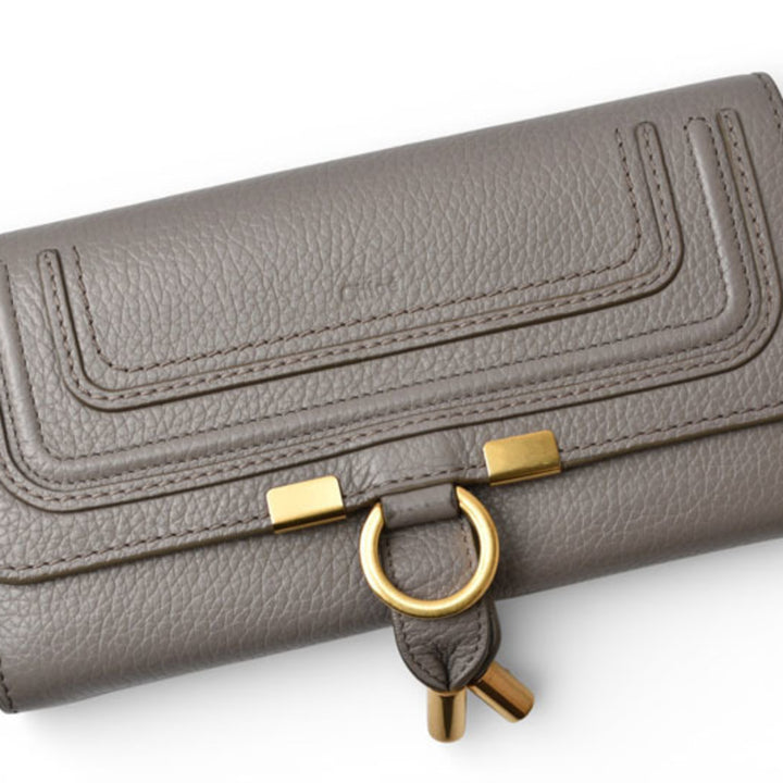CHLOÉ MARCIE CALFSKIN LEATHER CONTINENTAL WALLET IN CASHMERE GREY