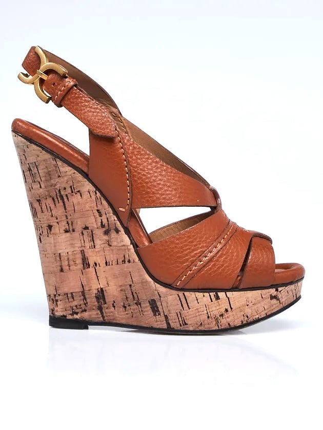 CHLOÉ RENNA CORK WEDGE LEATHER ESPADRILLE SANDALS