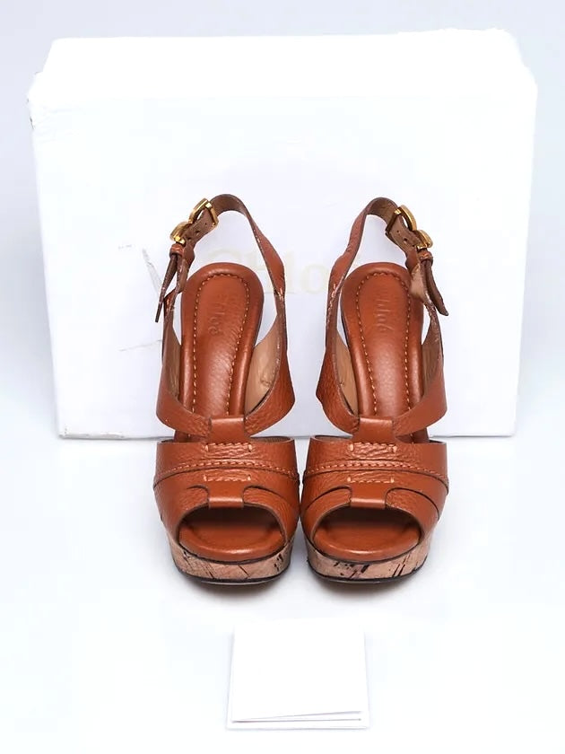 CHLOÉ RENNA CORK WEDGE LEATHER ESPADRILLE SANDALS