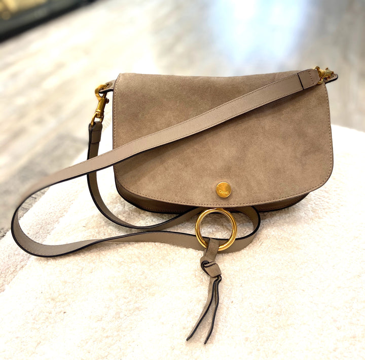 CHLOÉ SUEDE &amp; SMOOTH CALFSKIN LEATHER KURTIS SHOULDER BAG