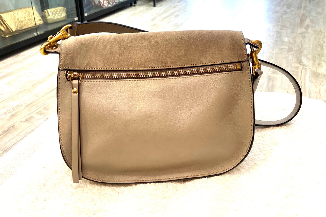 CHLOÉ SUEDE &amp; SMOOTH CALFSKIN LEATHER KURTIS SHOULDER BAG