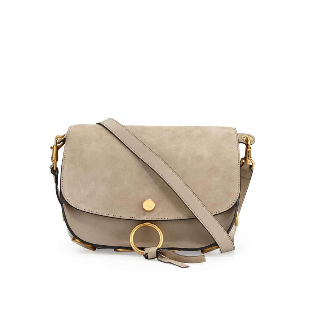 CHLOÉ SUEDE &amp; SMOOTH CALFSKIN LEATHER KURTIS SHOULDER BAG
