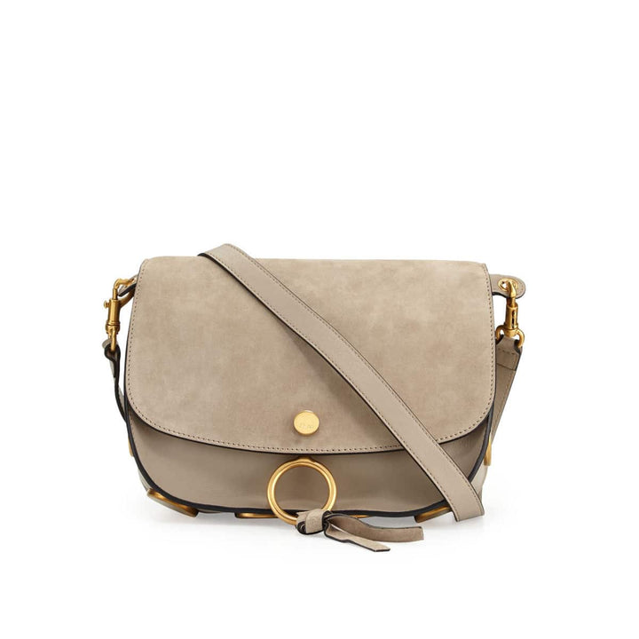 CHLOÉ SUEDE &amp; SMOOTH CALFSKIN LEATHER KURTIS SHOULDER BAG