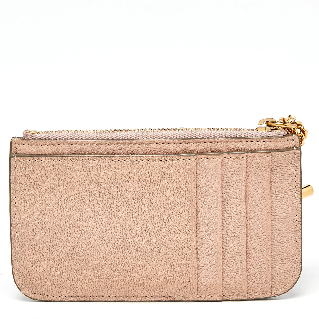 CHLOÉ ZIP TOP CALFSKIN LEATHER CARD CASE WALLET