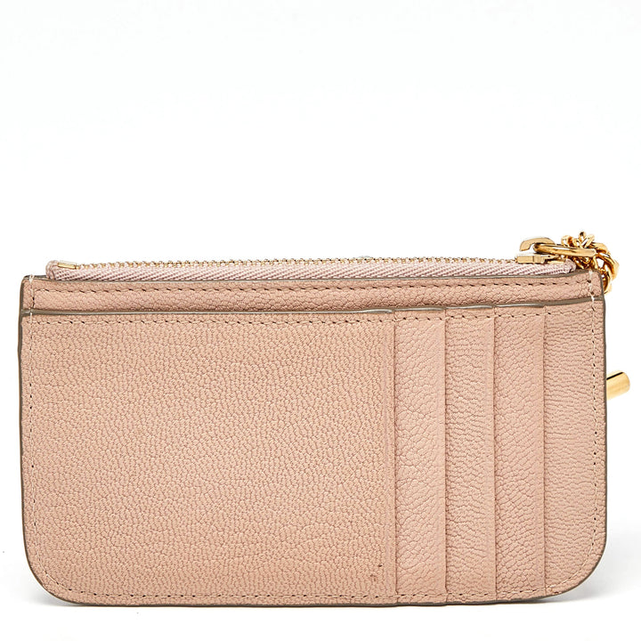 CHLOÉ ZIP TOP CALFSKIN LEATHER CARD CASE WALLET