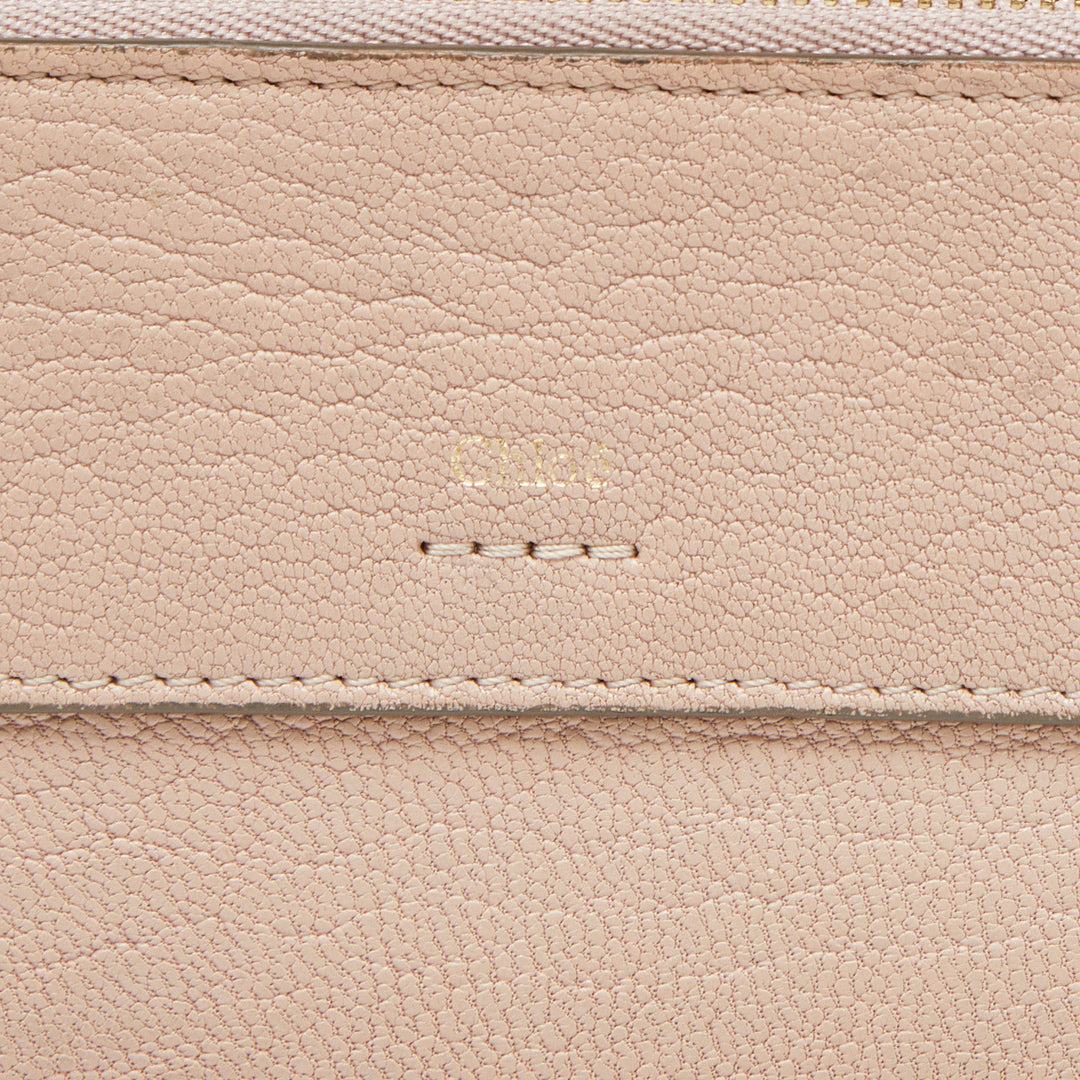CHLOÉ ZIP TOP CALFSKIN LEATHER CARD CASE WALLET