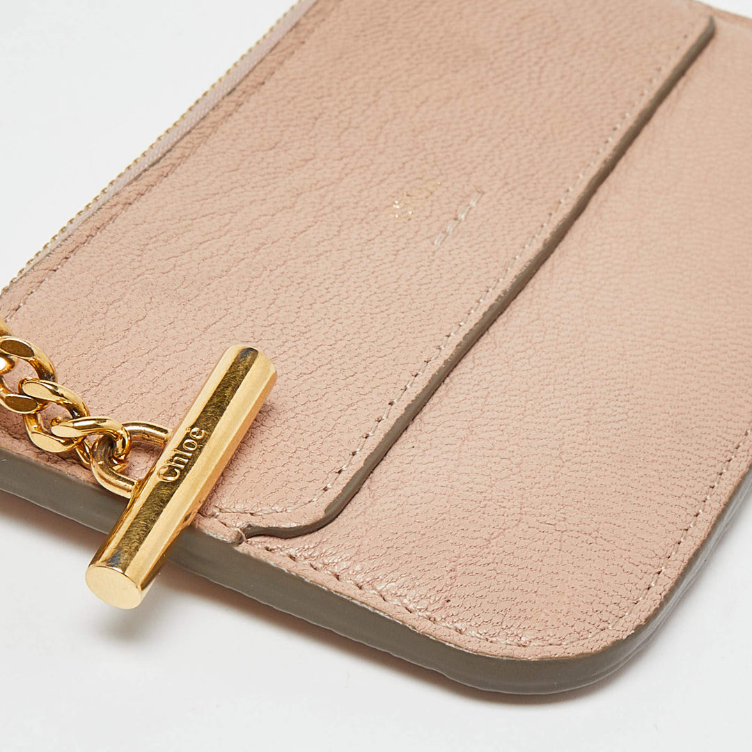 CHLOÉ ZIP TOP CALFSKIN LEATHER CARD CASE WALLET