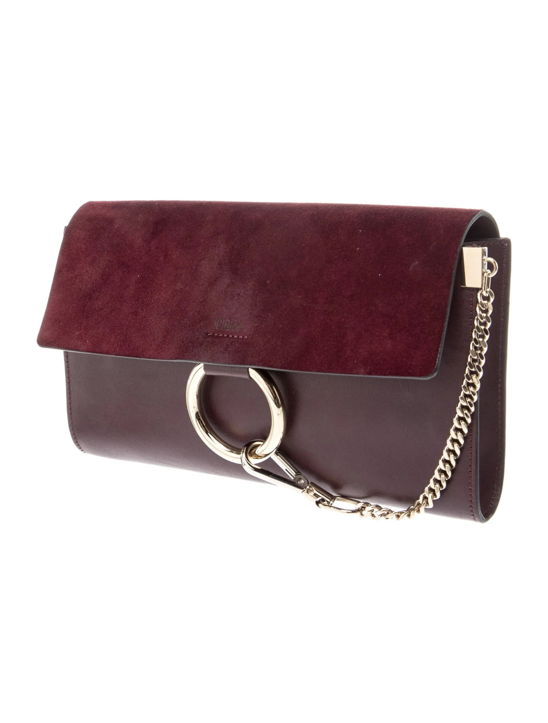 CHLOÉ FAYE CALFSKIN LEATHER &amp; SUEDE CLUTCH BAG