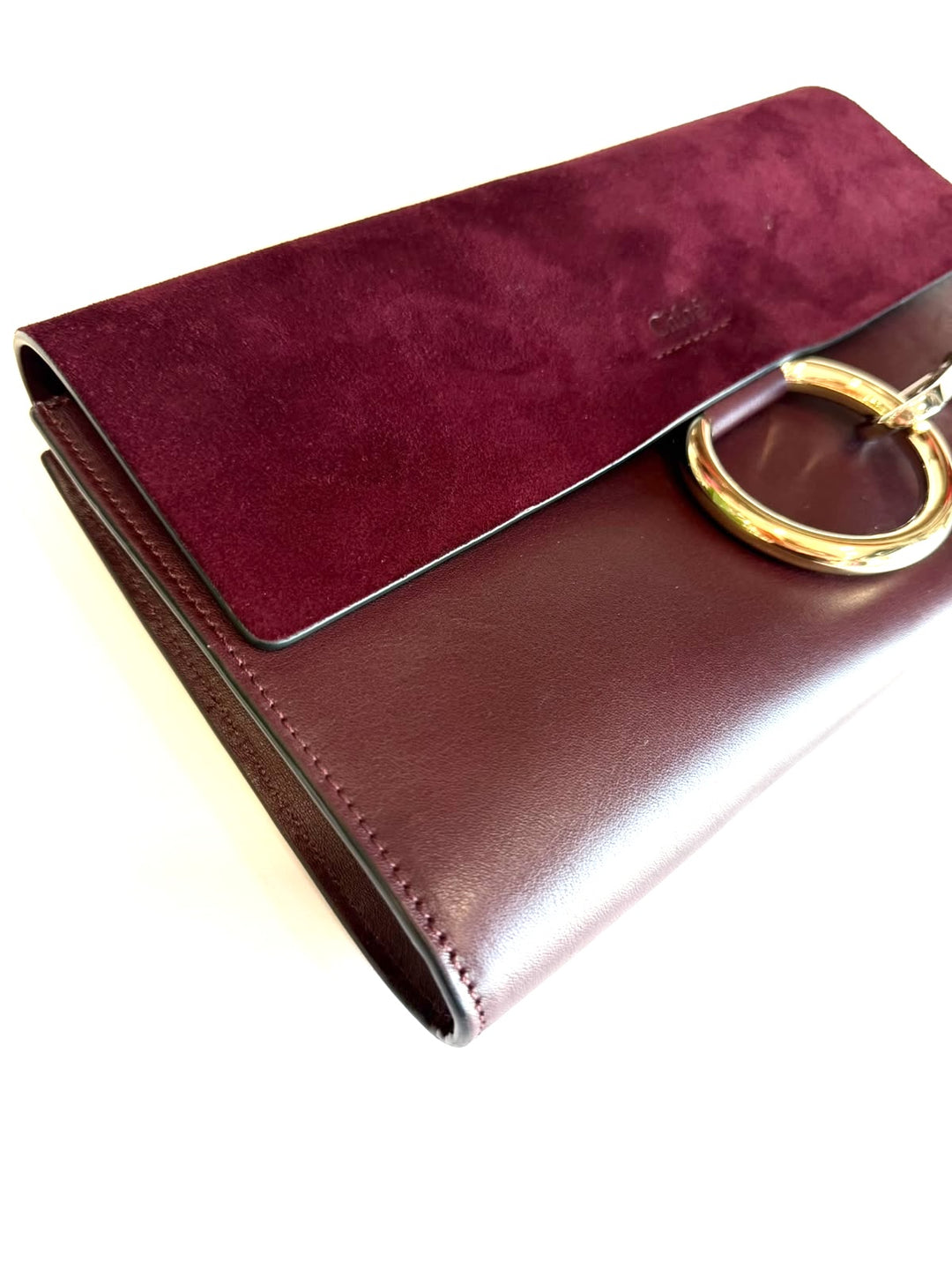 CHLOÉ FAYE CALFSKIN LEATHER &amp; SUEDE CLUTCH BAG