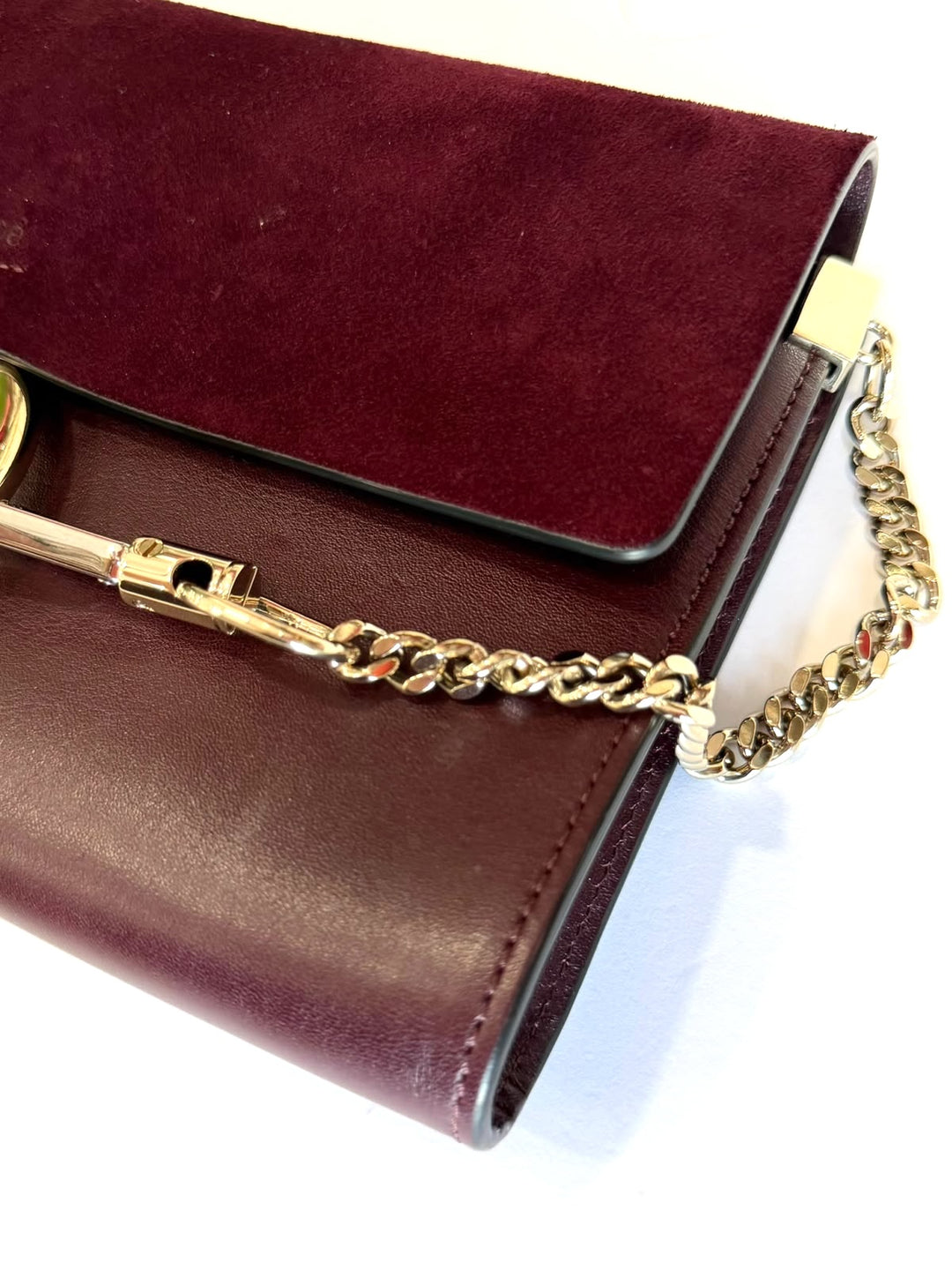 CHLOÉ FAYE CALFSKIN LEATHER &amp; SUEDE CLUTCH BAG