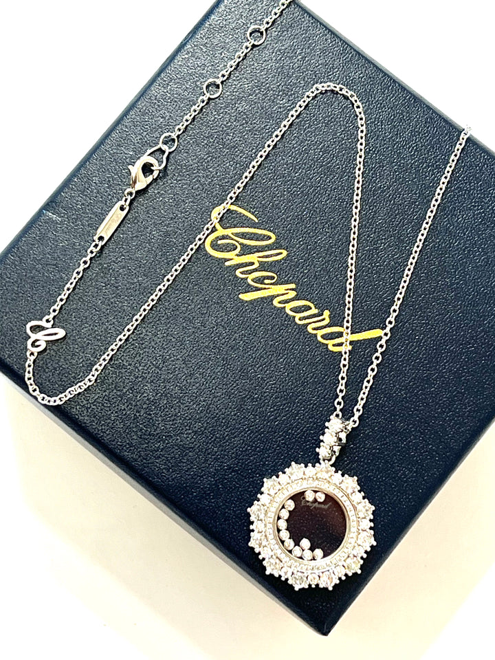 CHOPARD HAPPY DIAMONDS JOAILLERIE PENDANT 18K WHITE GOLD NECKLACE