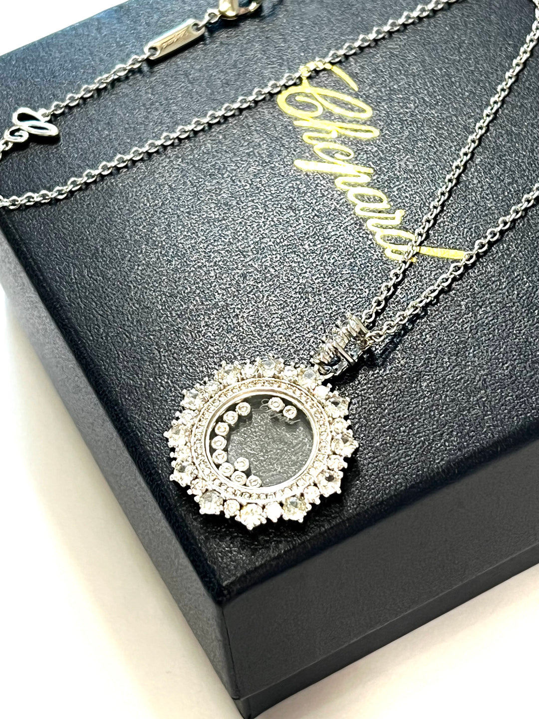 CHOPARD HAPPY DIAMONDS JOAILLERIE PENDANT 18K WHITE GOLD NECKLACE