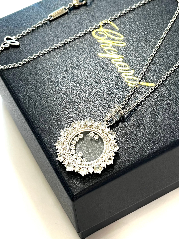CHOPARD HAPPY DIAMONDS JOAILLERIE PENDANT 18K WHITE GOLD NECKLACE