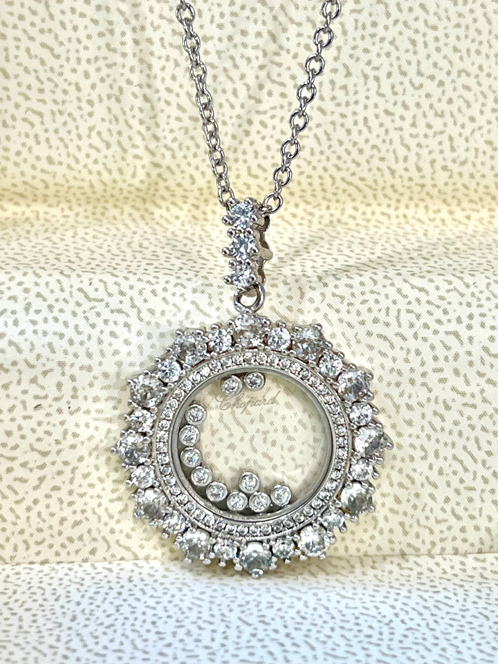 CHOPARD HAPPY DIAMONDS JOAILLERIE PENDANT 18K WHITE GOLD NECKLACE