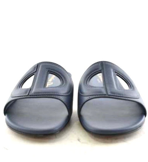 CHRISTIAN DIOR DWAY D-CLUB CALFSKIN LEATHER LOGO SLIDE MULES