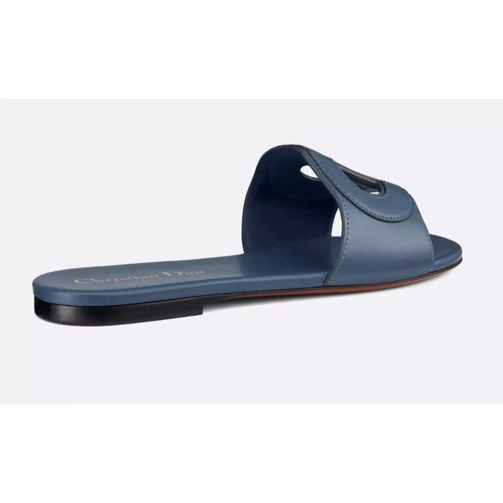 CHRISTIAN DIOR DWAY D-CLUB CALFSKIN LEATHER LOGO SLIDE MULES