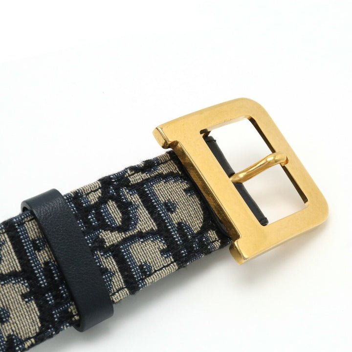 CHRISTIAN DIOR OBLIQUE DIORQUAKE JACQUARD &amp; LEATHER BELT