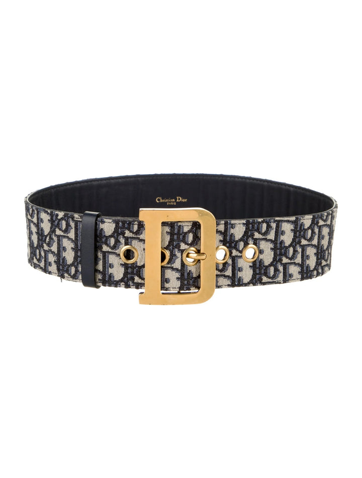 CHRISTIAN DIOR OBLIQUE DIORQUAKE JACQUARD &amp; LEATHER BELT