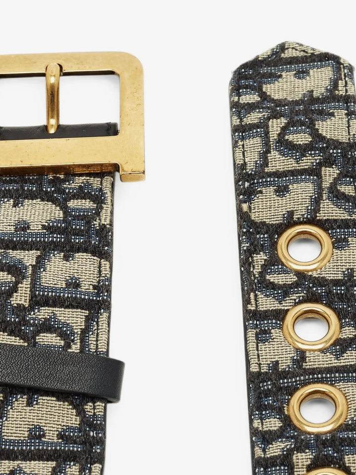 CHRISTIAN DIOR OBLIQUE DIORQUAKE JACQUARD &amp; LEATHER BELT
