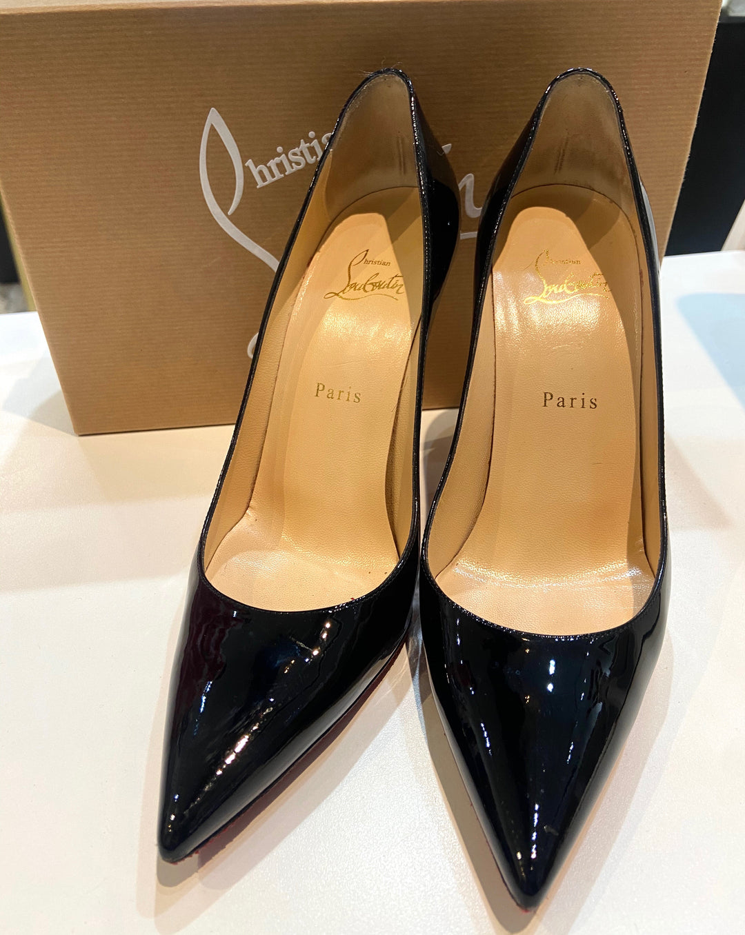 CHRISTIAN LOUBOUTIN DECOLLETE 100 PATENT LEATHER PUMPS