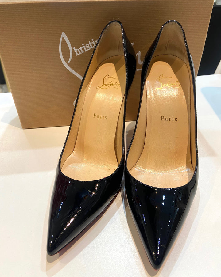 CHRISTIAN LOUBOUTIN DECOLLETE 100 PATENT LEATHER PUMPS