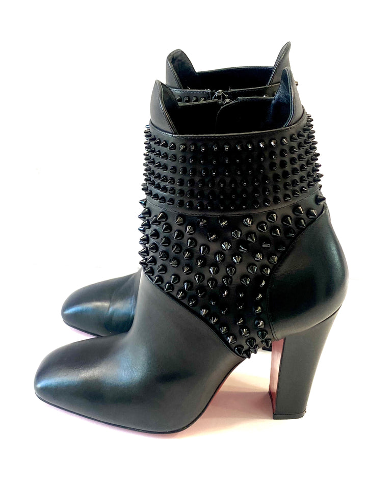 CHRISTIAN LOUBOUTIN CALFSKIN PRAGUOISE 100 ANKLE BOOTS
